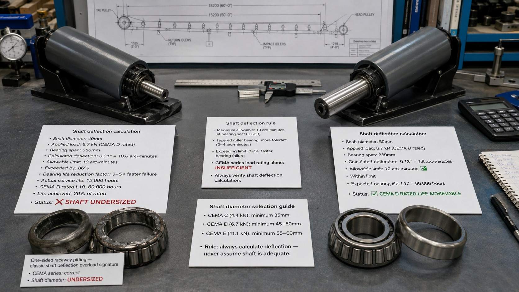 Belt Conveyor Idler Roller Selection: CEMA Series, Load Rating, Bearing Life, and Failure Mode Guide